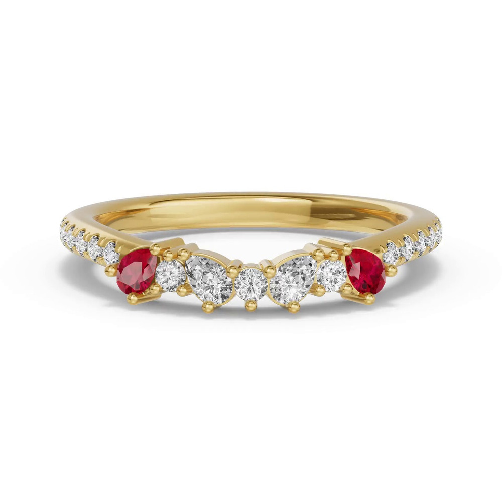 360 degree view of Papillon Pavé Ruby Band