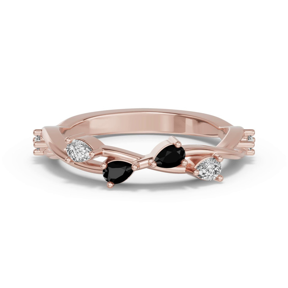360 degree view of Botanical Twist Black Diamond Band