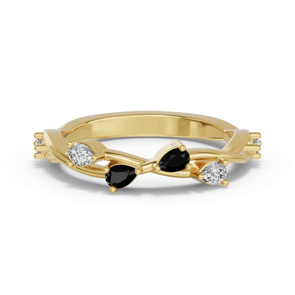 360 degree view of Botanical Twist Black Diamond Band