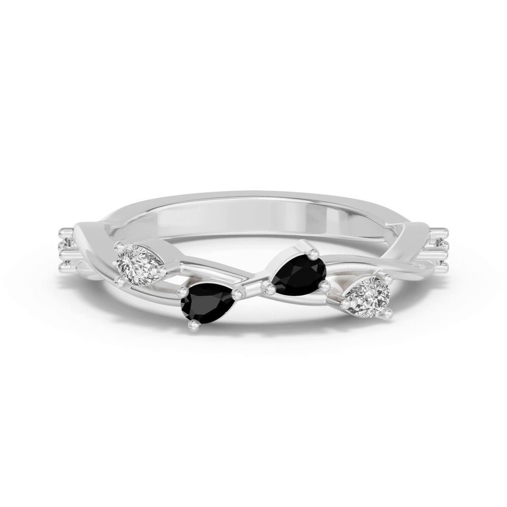 360 degree view of Botanical Twist Black Diamond Band