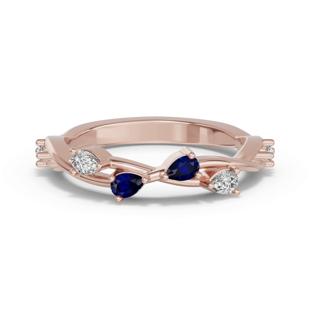 360 degree view of Botanical Twist Sapphire Band