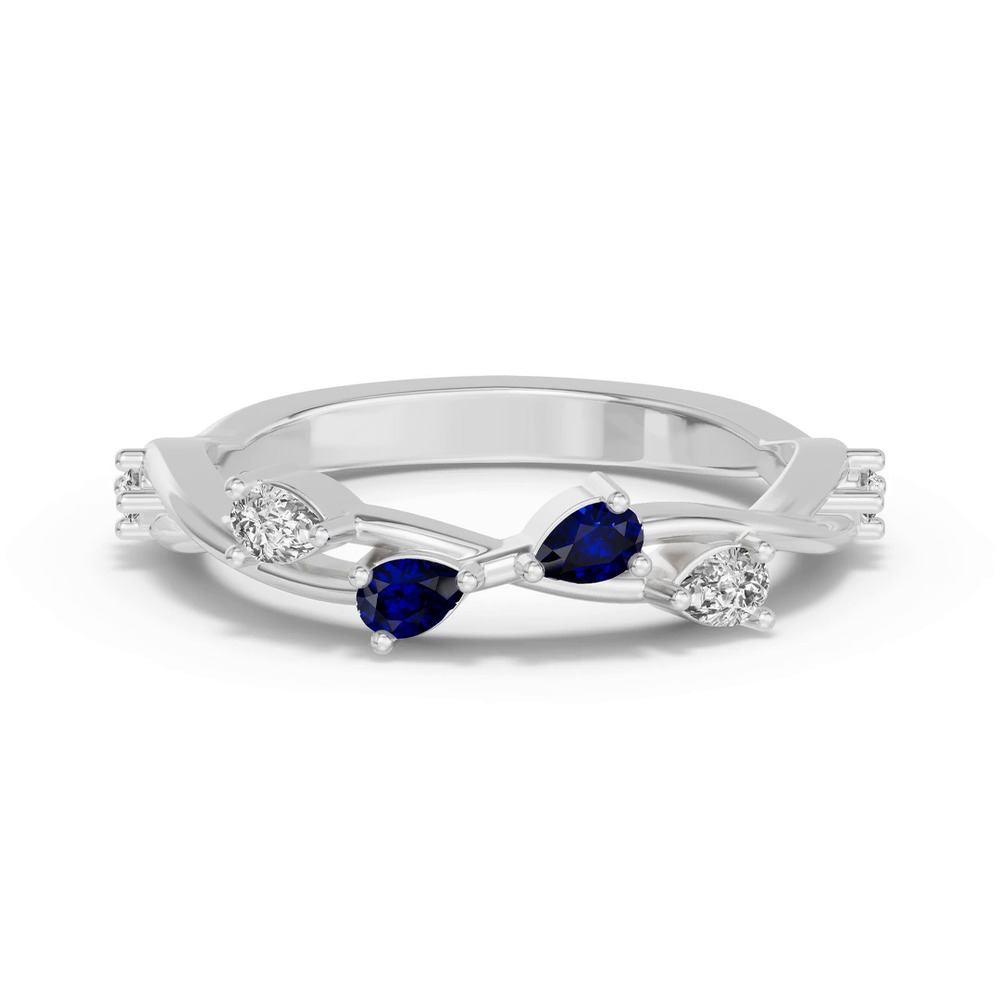 360 degree view of Botanical Twist Sapphire Band