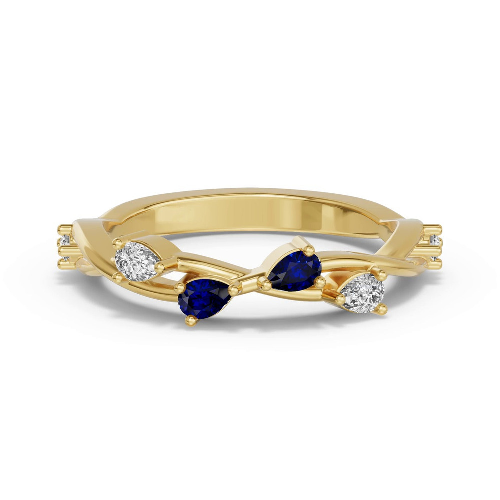 360 degree view of Botanical Twist Sapphire Band