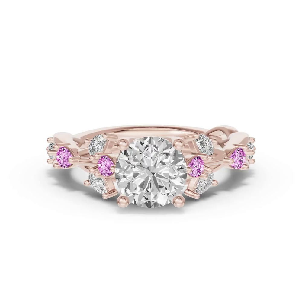 360 degree view of Botanical Twist Pink Sapphire Engagement Ring
