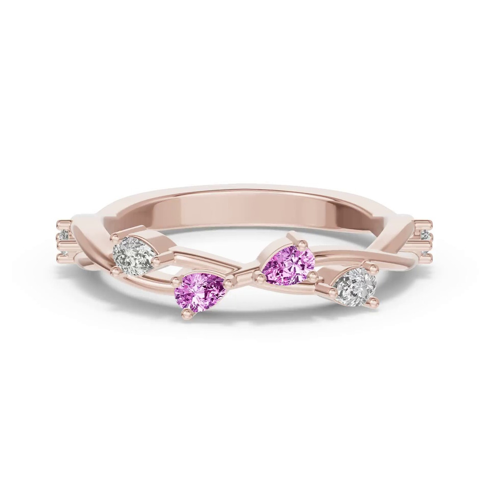 360 degree view of Botanical Twist Pink Sapphire Band