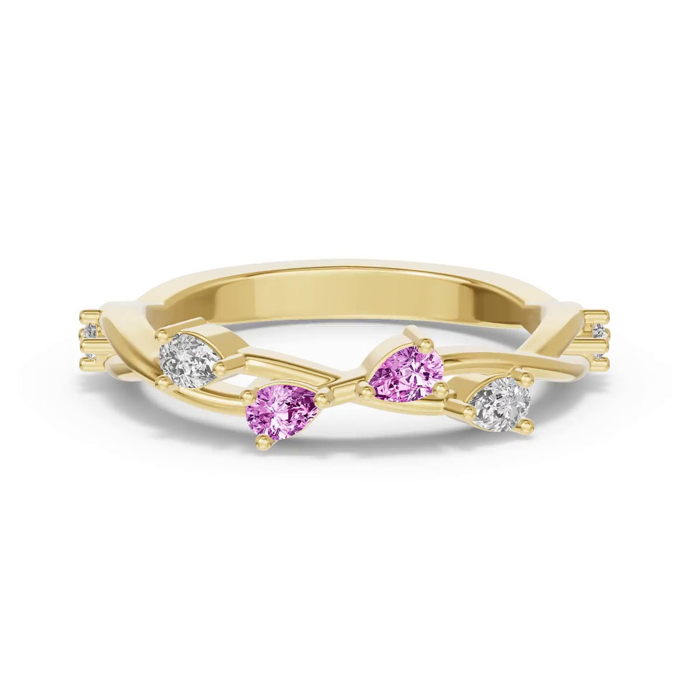 360 degree view of Botanical Twist Pink Sapphire Band