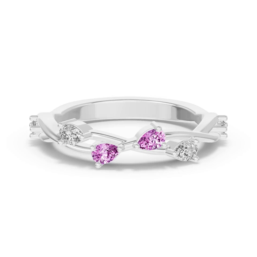360 degree view of Botanical Twist Pink Sapphire Band
