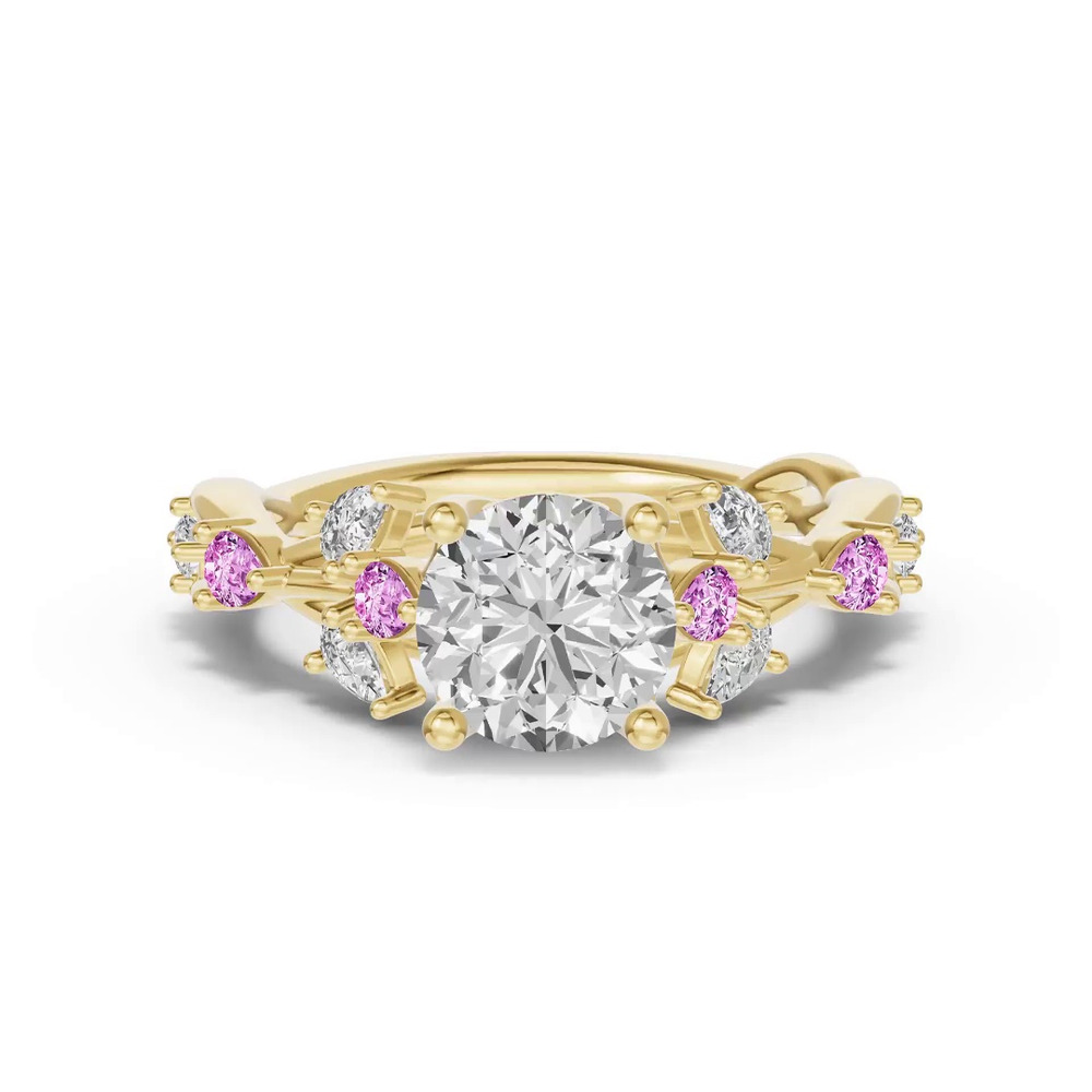 360 degree view of Botanical Twist Pink Sapphire Engagement Ring