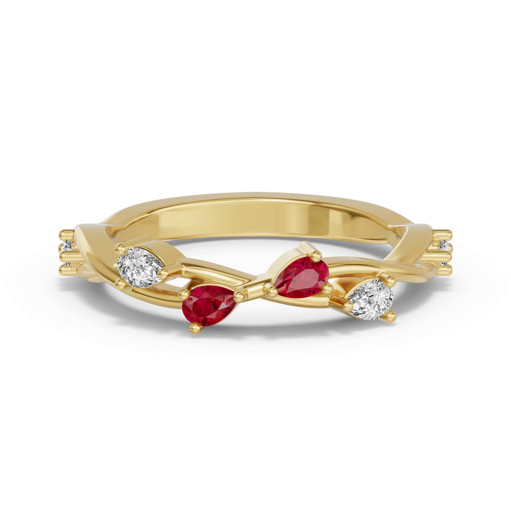 360 degree view of Botanical Twist Ruby Band