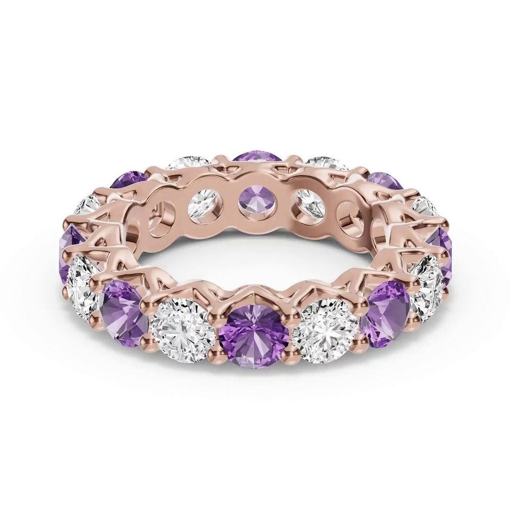 360 degree view of Unity Prong Amethyst & Diamond Eternity Band (4.80 ct. tw.)