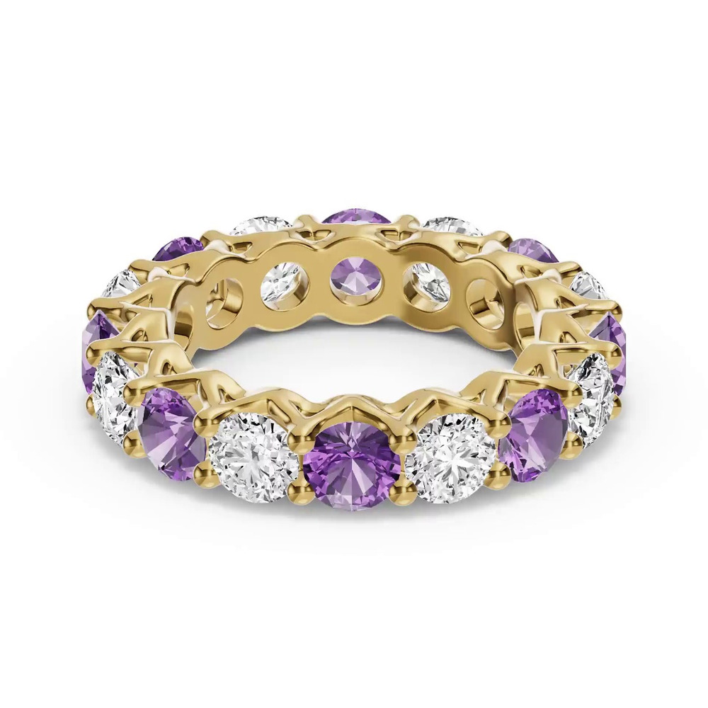 360 degree view of Unity Prong Amethyst & Diamond Eternity Band (4.80 ct. tw.)