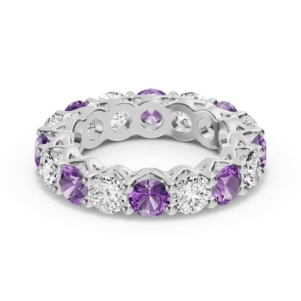 360 degree view of Unity Prong Amethyst & Diamond Eternity Band (4.80 ct. tw.)