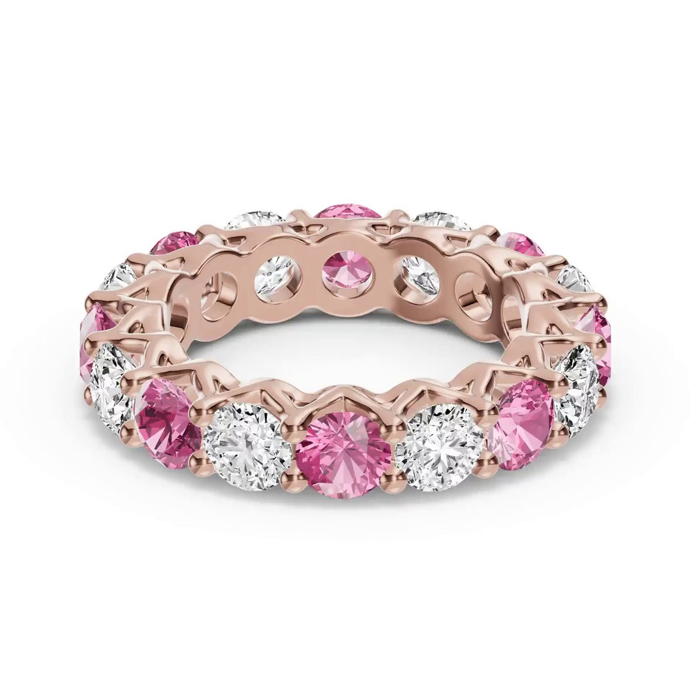 360 degree view of Unity Prong Pink Sapphire & Lab Diamond Eternity Band (4.80 ct. tw.)