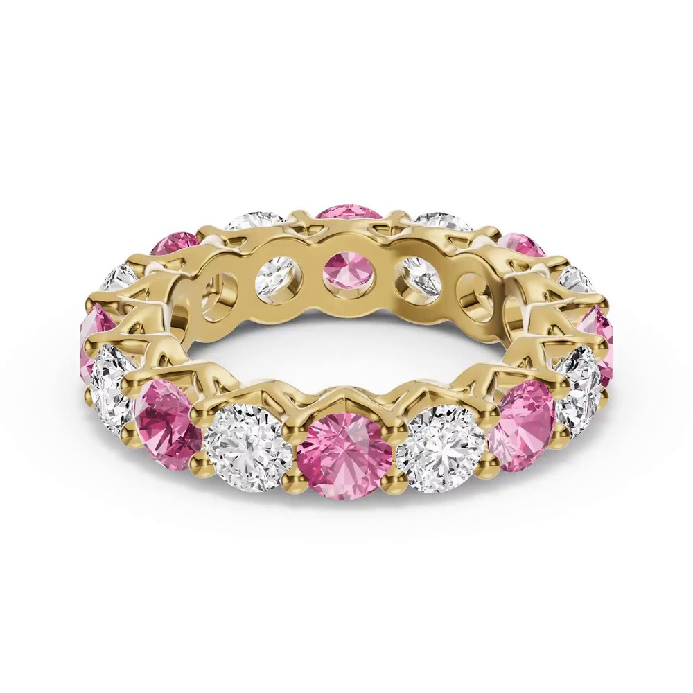 360 degree view of Unity Prong Pink Sapphire & Lab Diamond Eternity Band (4.80 ct. tw.)
