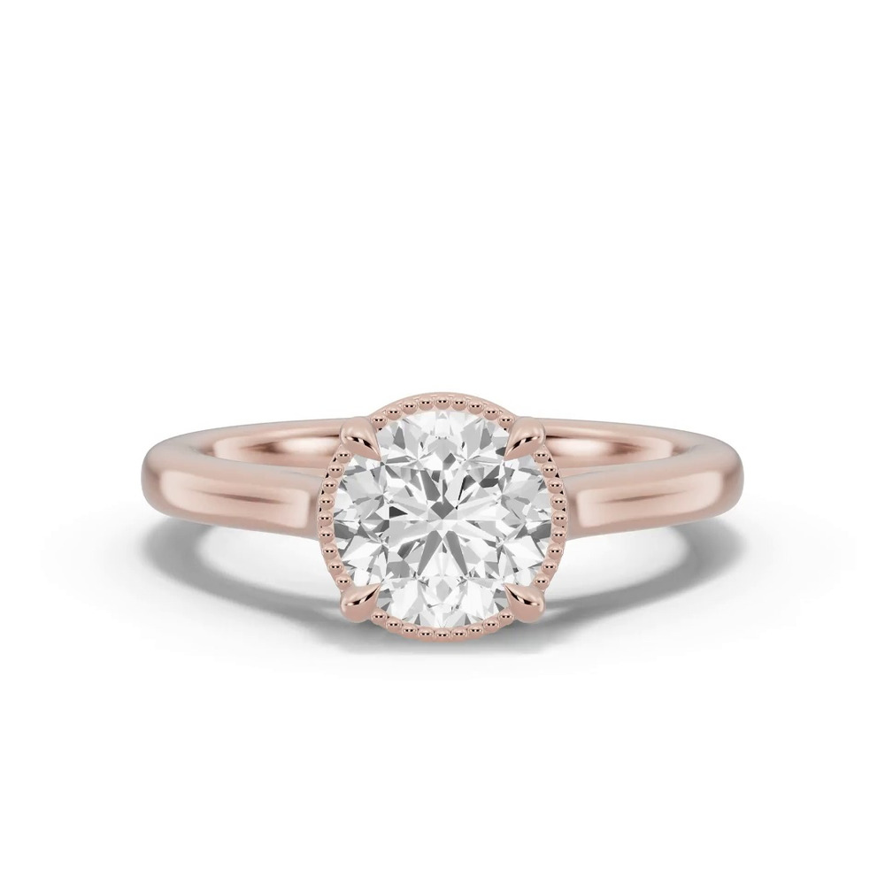 360 degree view of Lenora Milgrain Halo Cathedral Solitaire Engagement Ring