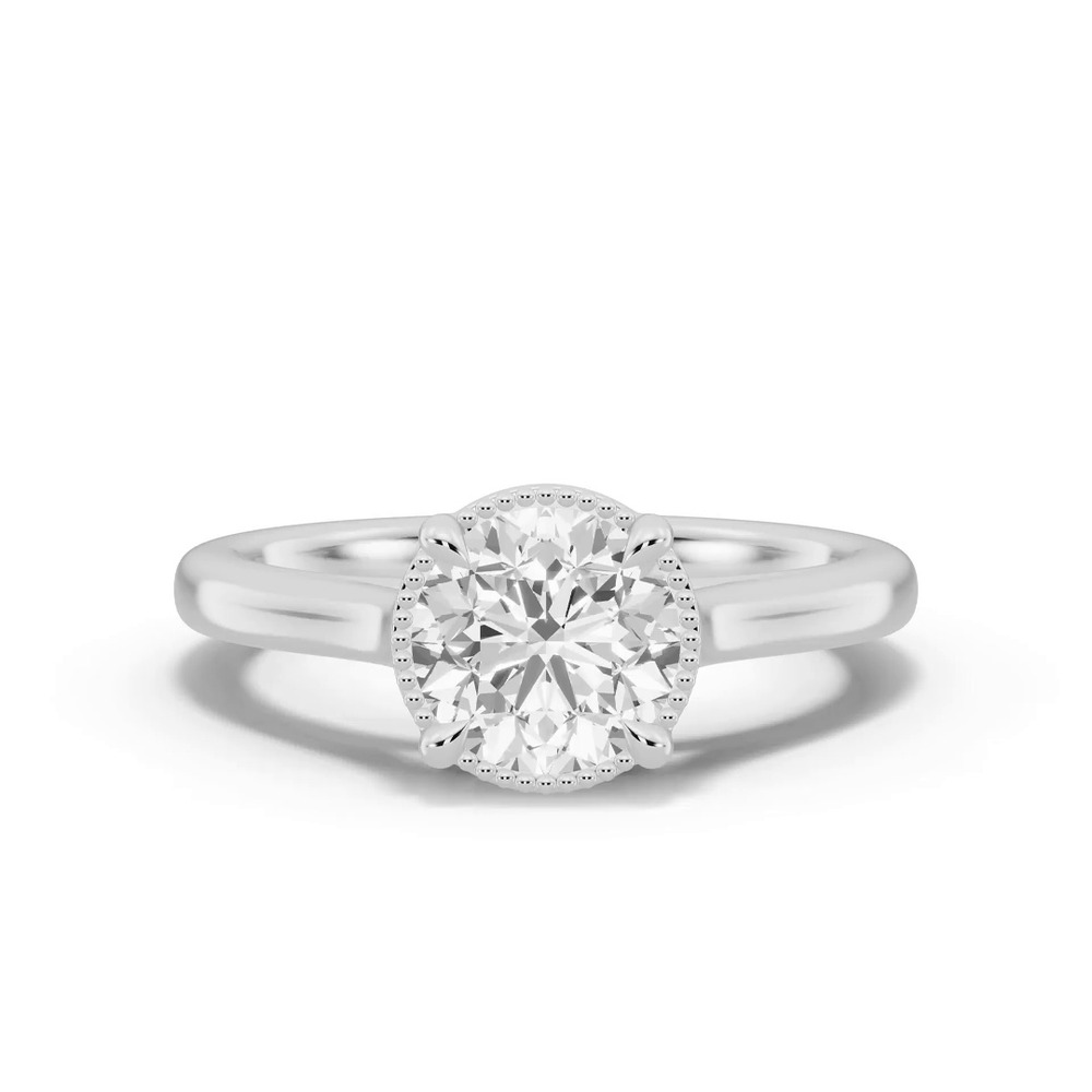 360 degree view of Lenora Milgrain Halo Cathedral Solitaire Engagement Ring