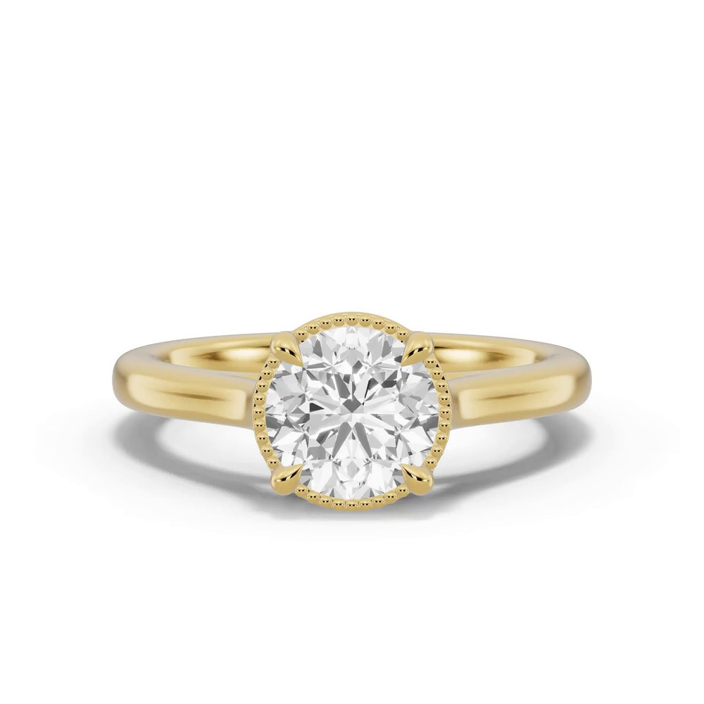 360 degree view of Lenora Milgrain Halo Cathedral Solitaire Engagement Ring