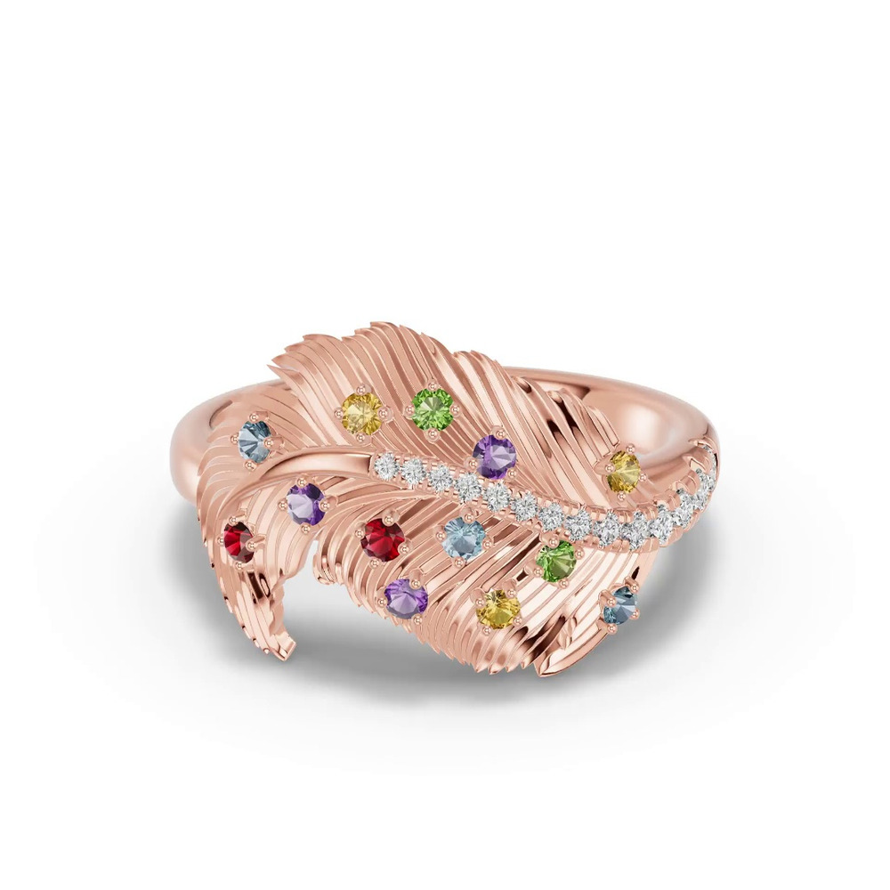 360 degree view of Feather Sway Lab Diamond & Gemstone Ring