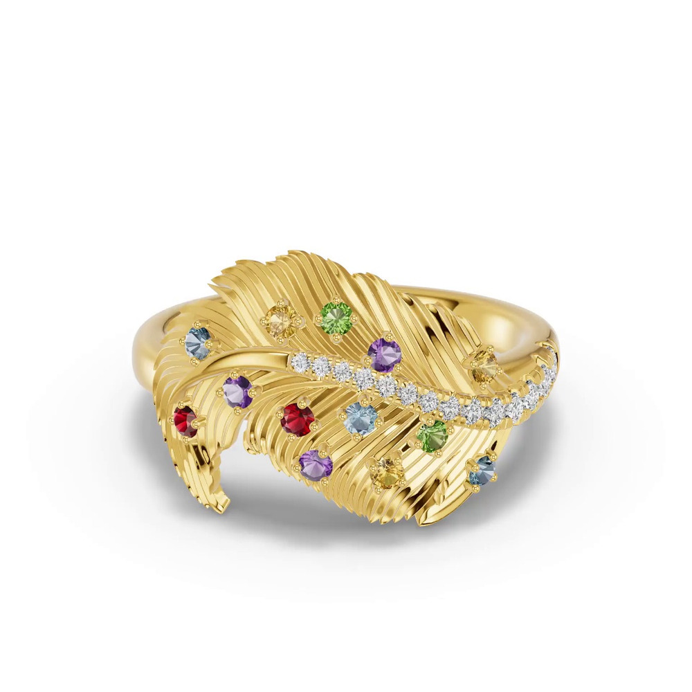 360 degree view of Feather Sway Lab Diamond & Gemstone Ring