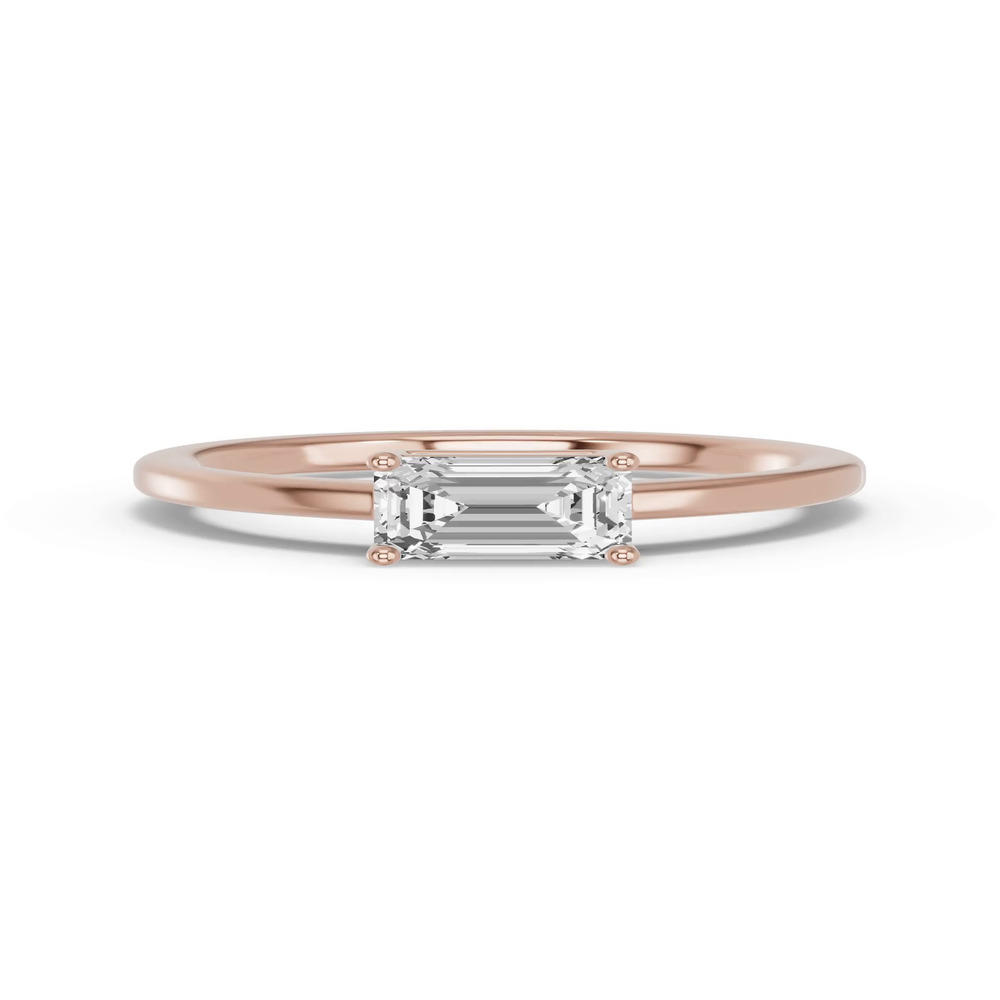 360 degree view of Emerald-Cut Lab Diamond East-West Ring