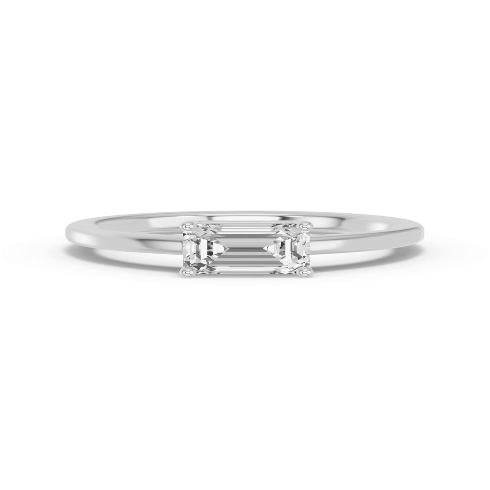 360 degree view of Emerald-Cut Lab Diamond East-West Ring