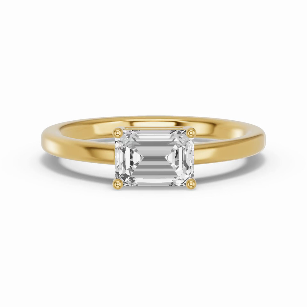 360 degree view of Emerald-Cut Lab Diamond East-West Ring