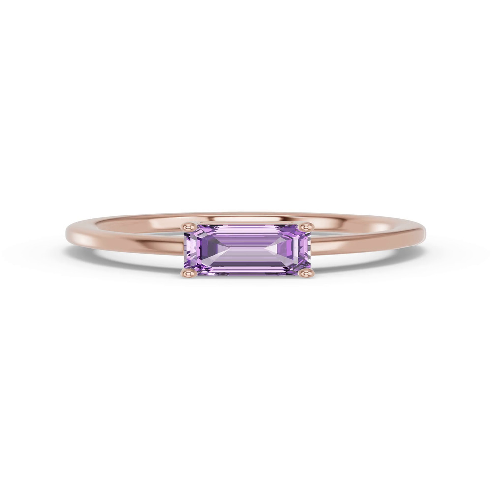 360 degree view of Emerald-Cut Amethyst East-West Ring