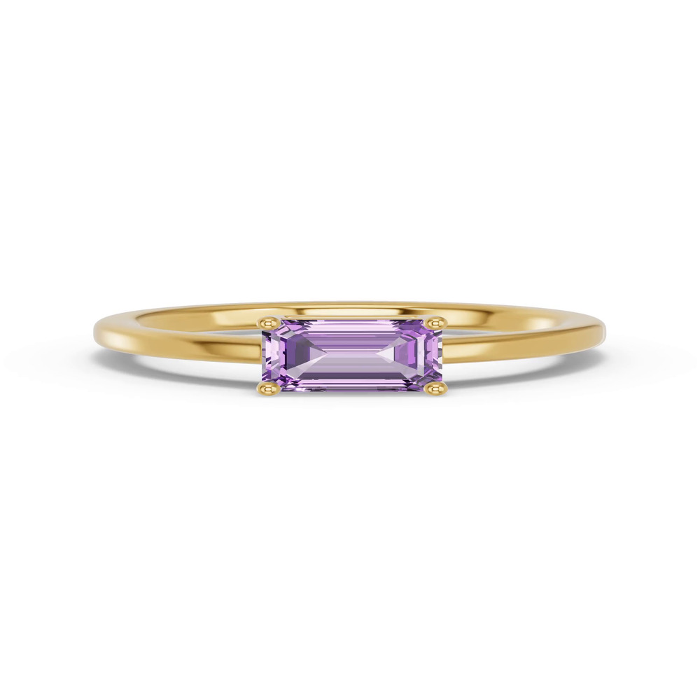 360 degree view of Emerald-Cut Amethyst East-West Ring