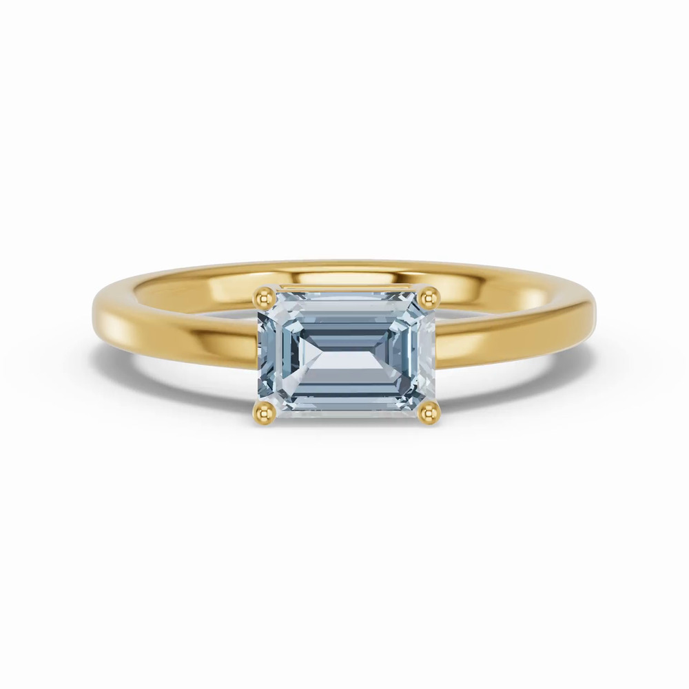 360 degree view of Emerald-Cut Aquamarine East-West Ring