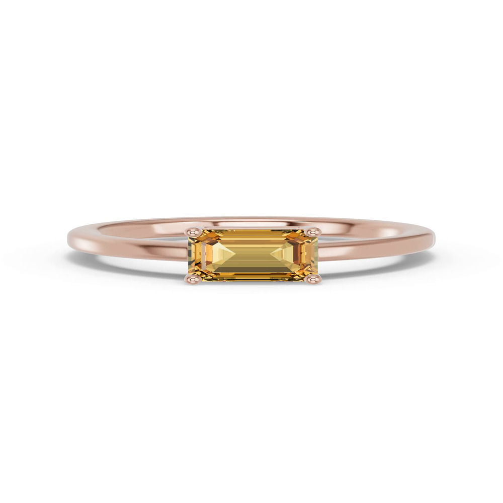 360 degree view of Emerald-Cut Citrine East-West Ring