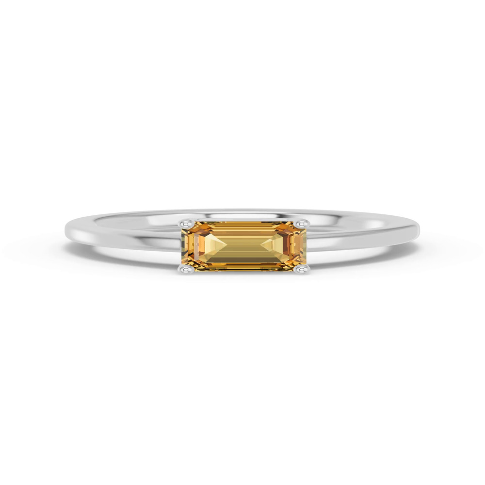 360 degree view of Emerald-Cut Citrine East-West Ring