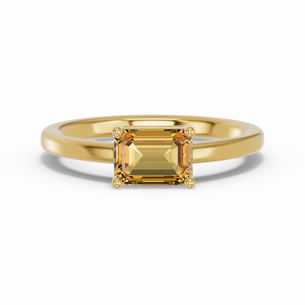 360 degree view of Emerald-Cut Citrine East-West Ring