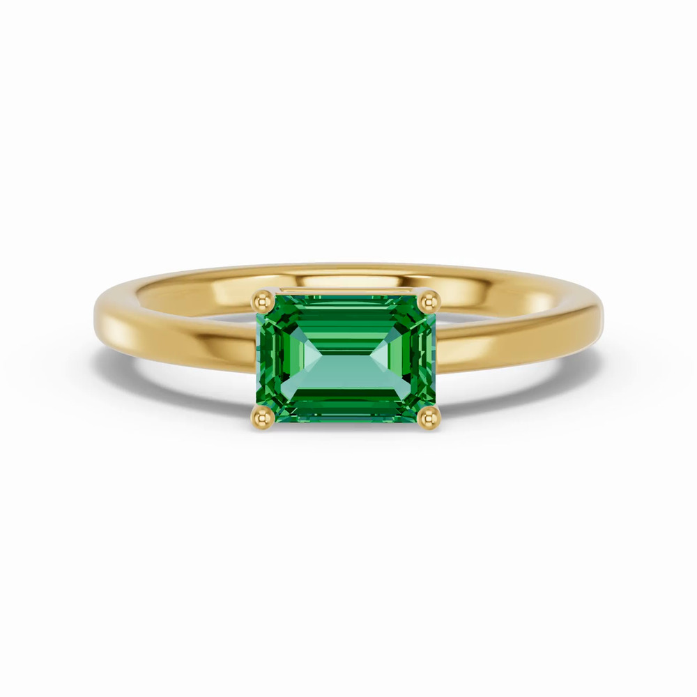 360 degree view of Emerald-Cut Emerald East-West Ring