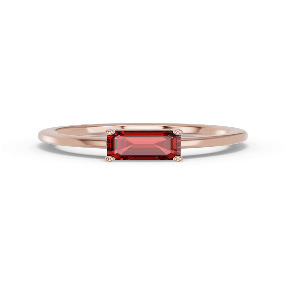 360 degree view of Emerald-Cut Garnet East-West Ring