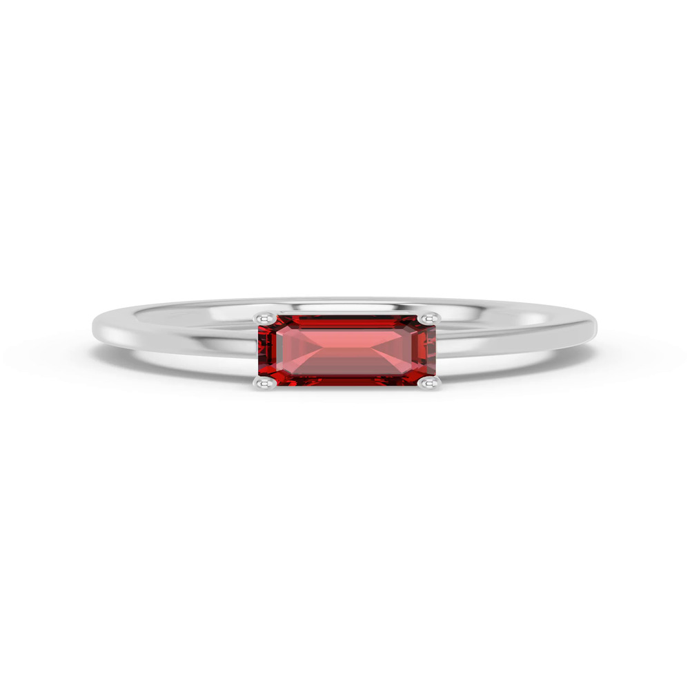 360 degree view of Emerald-Cut Garnet East-West Ring