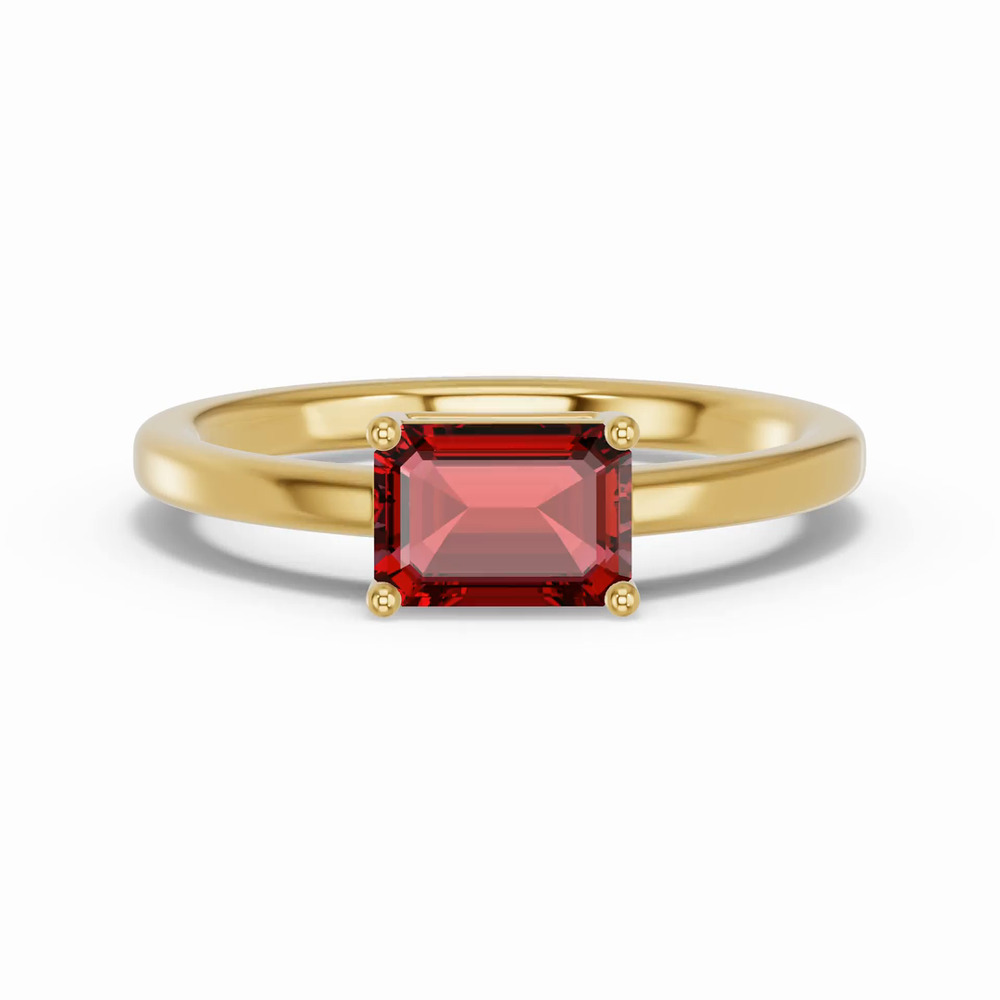 360 degree view of Emerald-Cut Garnet East-West Ring