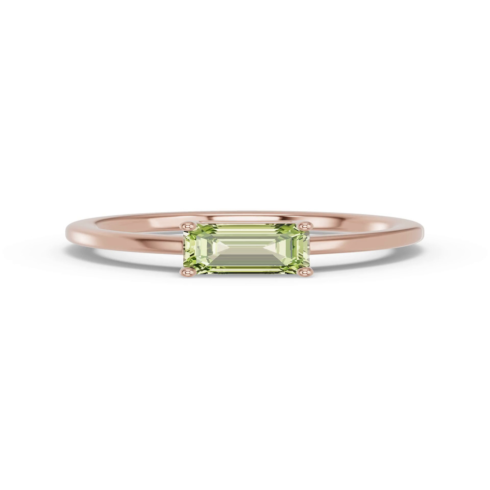 360 degree view of Emerald-Cut Peridot East-West Ring