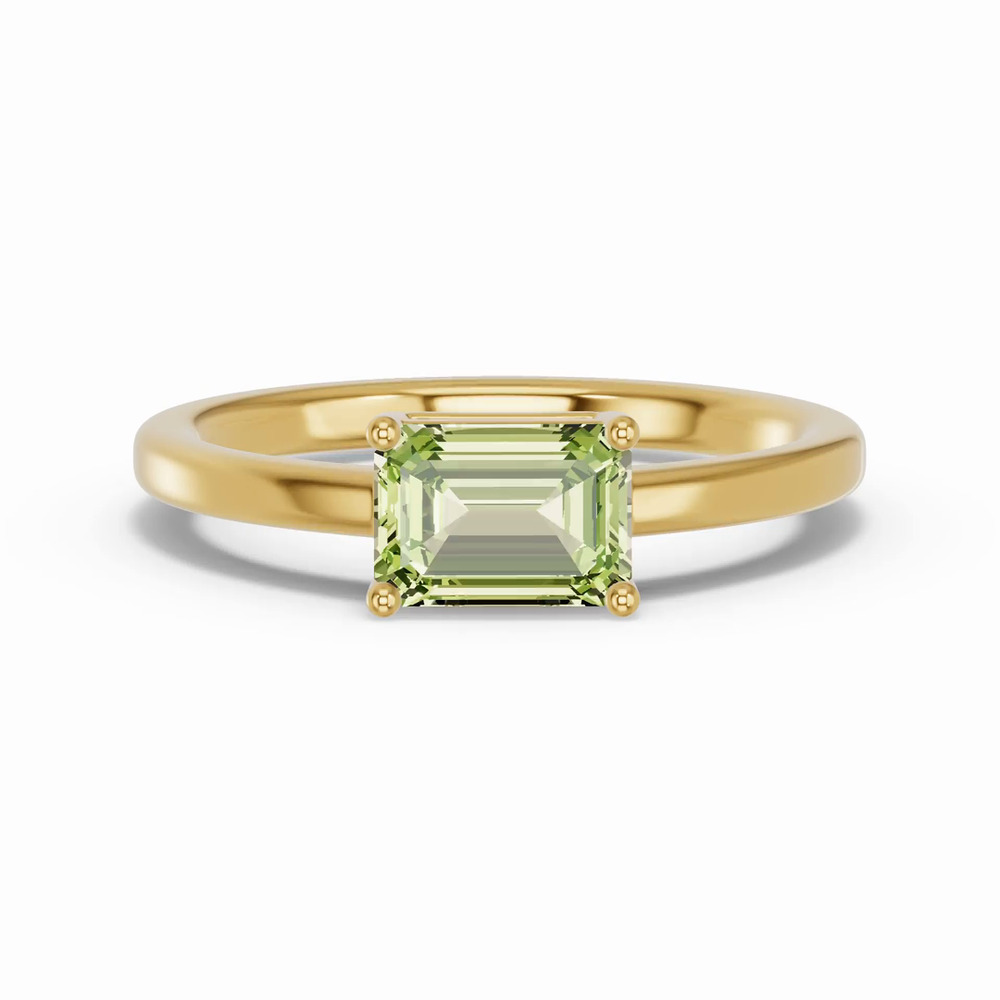360 degree view of Emerald-Cut Peridot East-West Ring
