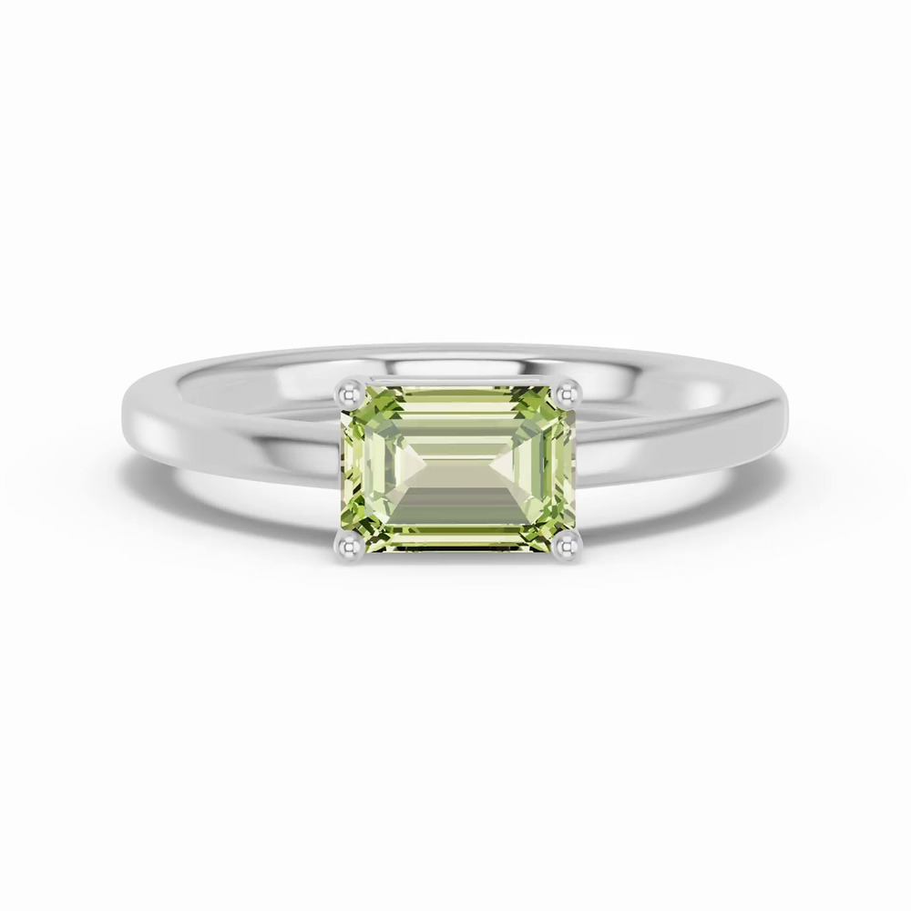 360 degree view of Emerald-Cut Peridot East-West Silver Ring
