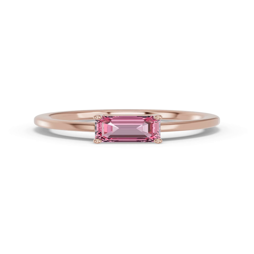 360 degree view of Emerald-Cut Pink Tourmaline East-West Ring