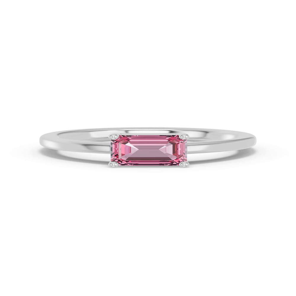 360 degree view of Emerald-Cut Pink Tourmaline East-West Ring