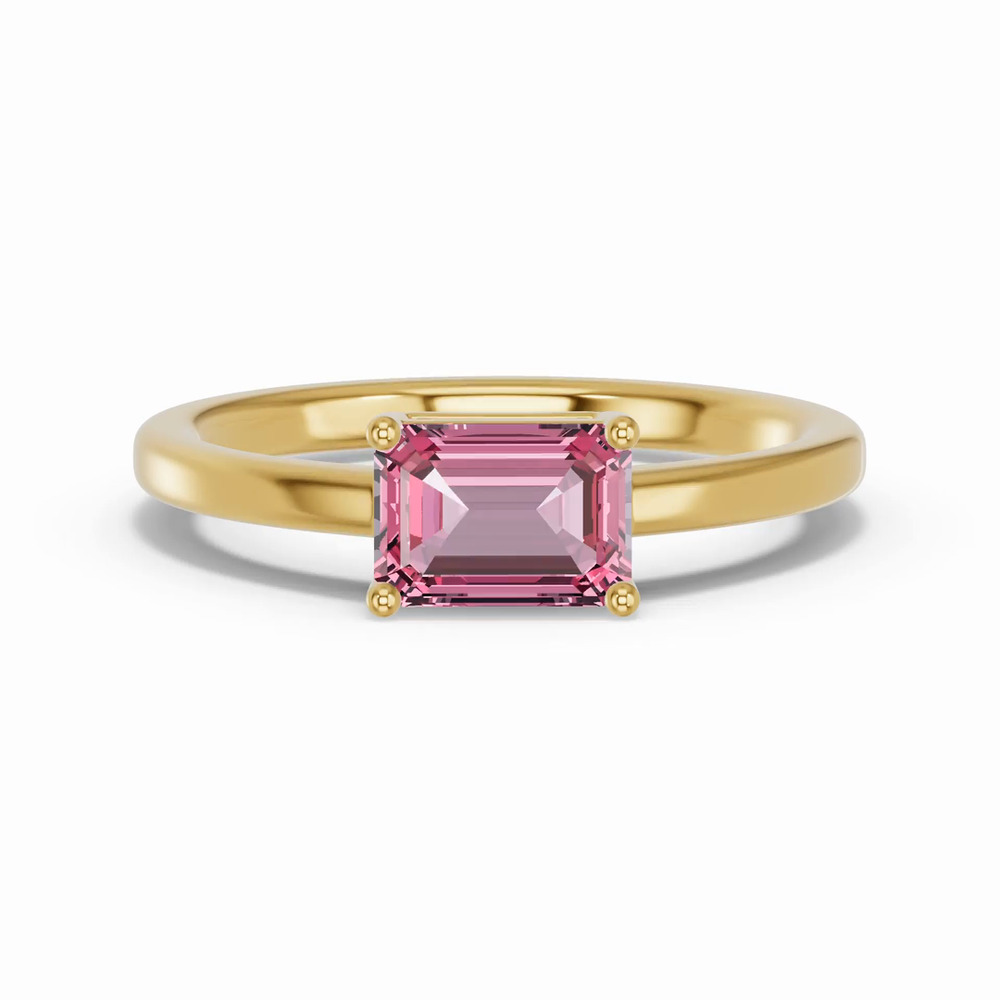 360 degree view of Emerald-Cut Pink Tourmaline East-West Ring