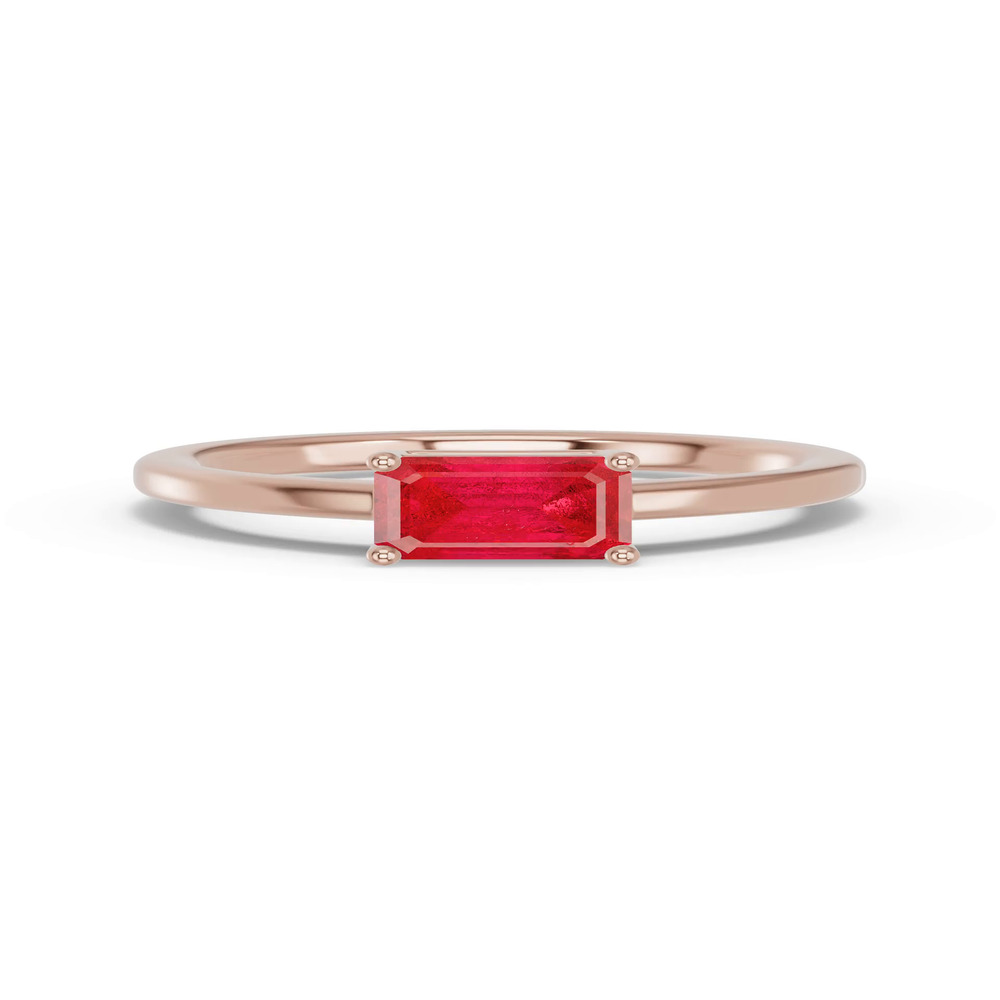 360 degree view of Emerald-Cut Ruby East-West Ring
