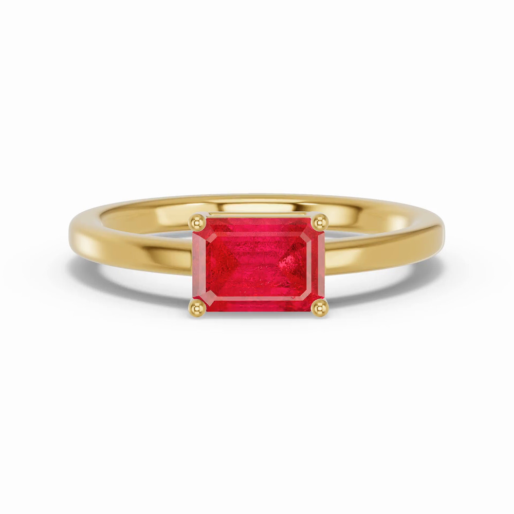 360 degree view of Emerald-Cut Ruby East-West Ring