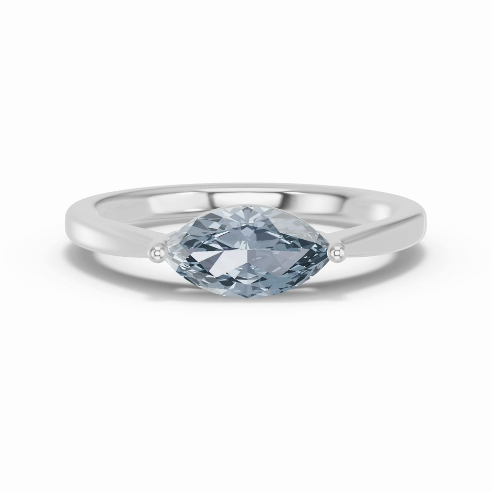 360 degree view of Marquise Aquamarine East-West Silver Ring