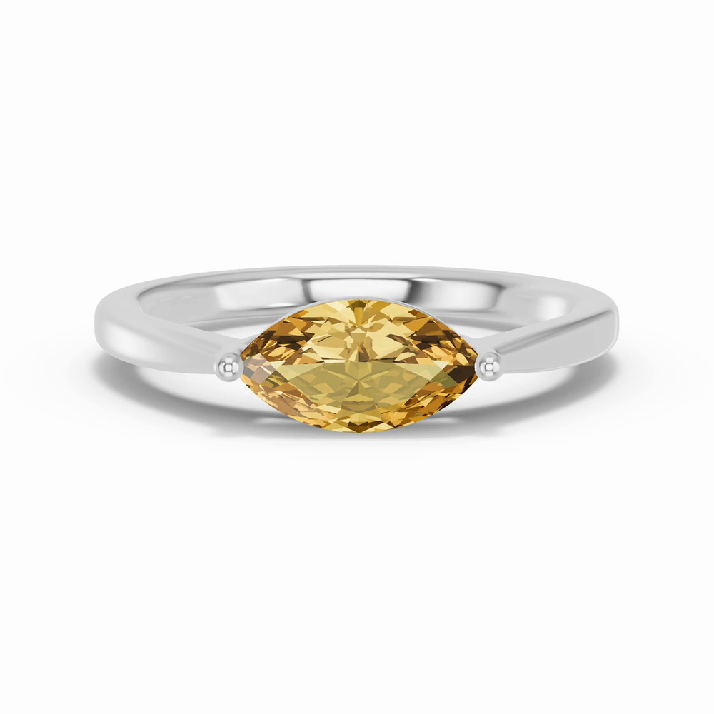 360 degree view of Marquise Citrine East-West Silver Ring