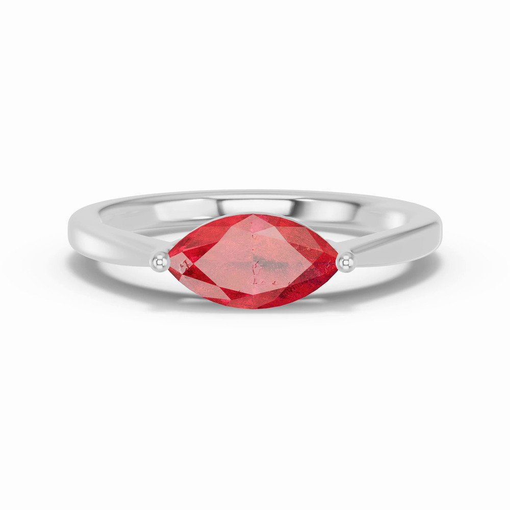 360 degree view of Marquise Ruby East-West Silver Ring