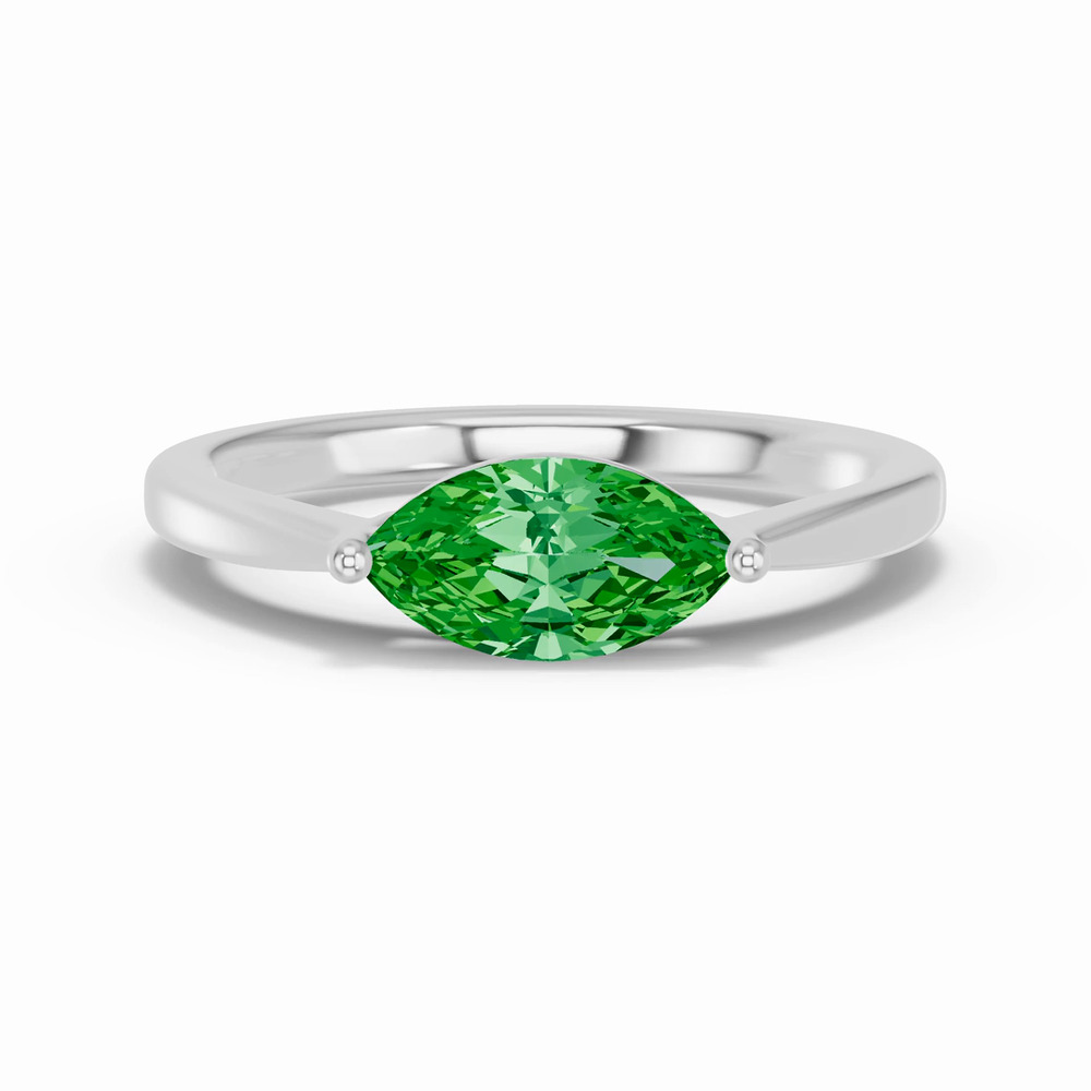 360 degree view of Marquise Tsavorite East-West Silver Ring