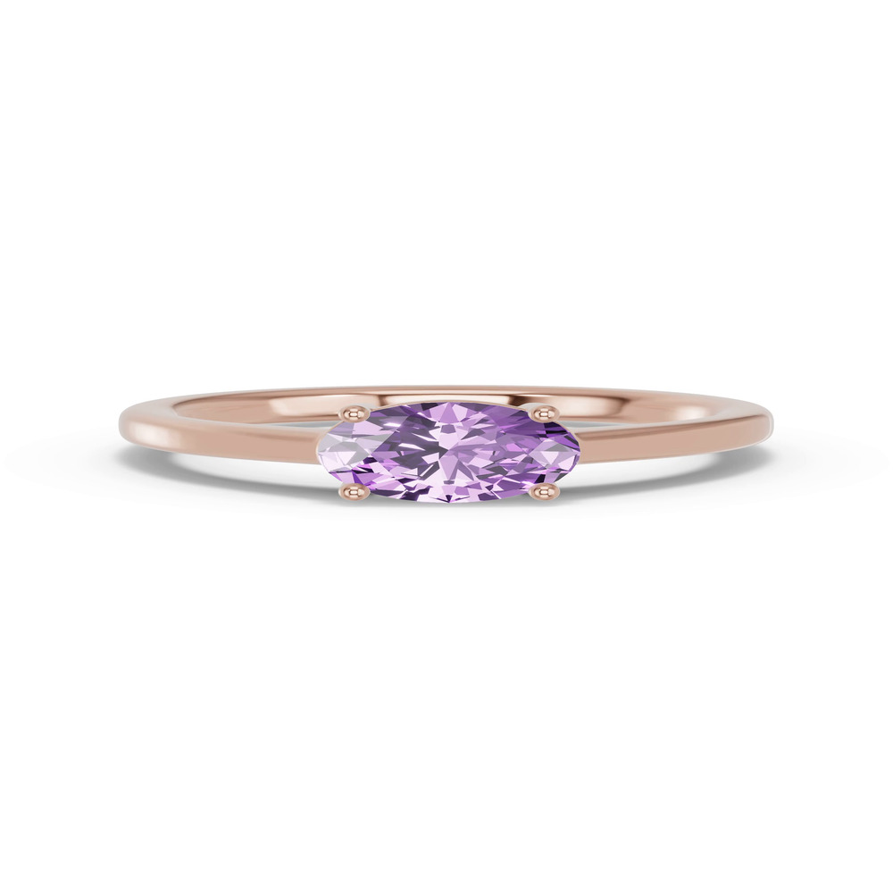 360 degree view of Oval Amethyst East-West Ring