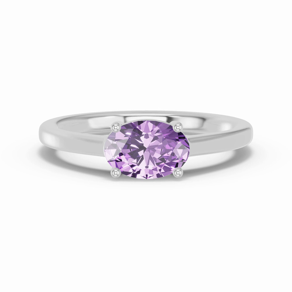 360 degree view of Oval Amethyst East-West Ring